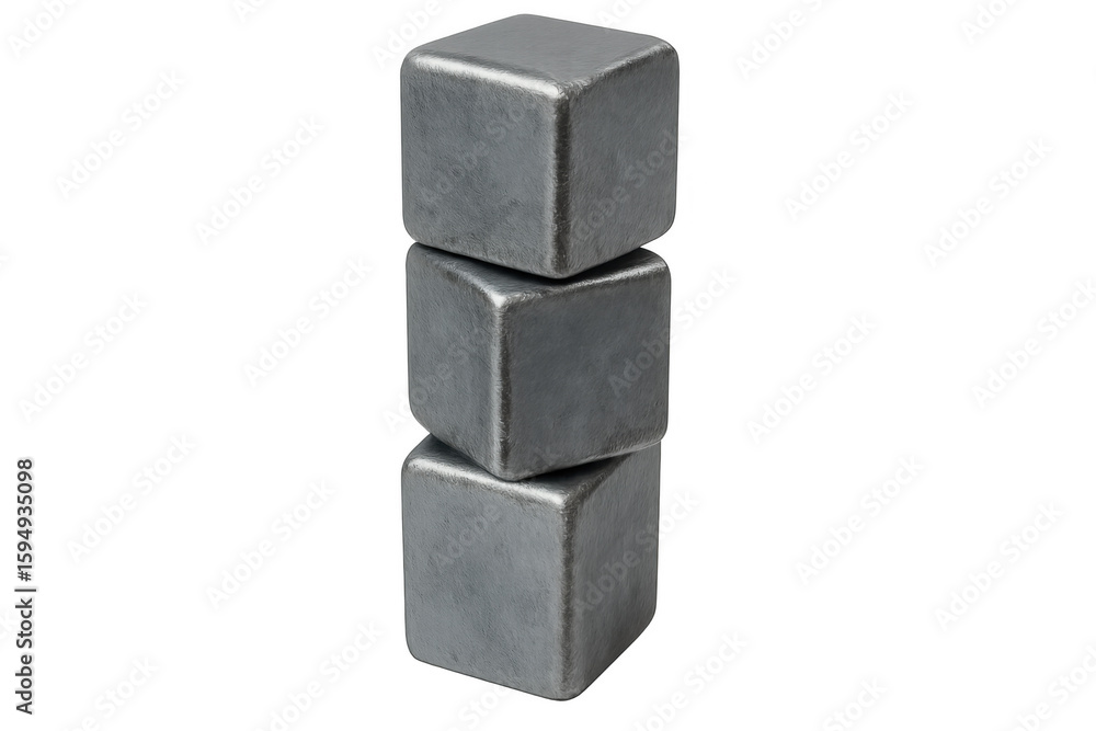 Fototapete three gray metal cubes balancing precariously on top of each other, creating a striking visual again