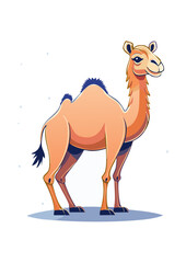 Flat Vector Illustration of a Cartoon Camel