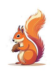 Flat Vector Illustration of a Cute Cartoon Squirrel