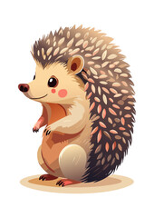 Flat Vector Illustration of a Cute Cartoon Hedgehog