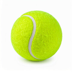 Bright Tennis Ball Isolated on White Background with Clipping Path