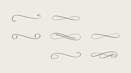 Vector Elegant Line Art SVG Illustration of Curved Flourishes with Minimalist Design Style in Black Monochrome for Decorative Use
