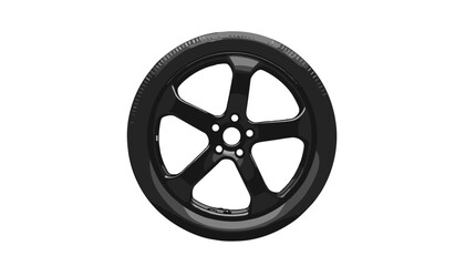 Fototapeta premium Car wheel design in a modern style showcasing a sleek rim and sporty appearance,