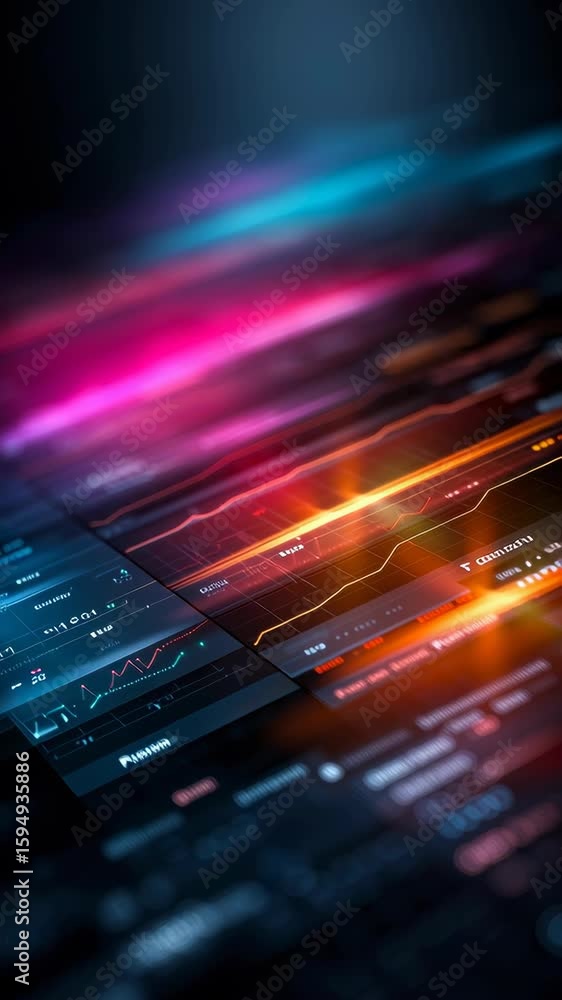 Poster close-up of a market software interface, glowing minimal user interface