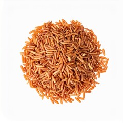 Brown rice grains isolated on white background with shallow depth of field to highlight texture