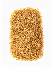 Brown rice grains isolated on white background with shallow depth of field to highlight texture