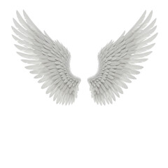 Obraz premium transparent angel wings, soft and detailed feathers, isolated against a transparent background with ample copy space, high-angle studio shot, bright, even lighting. Concept of purity and divinity