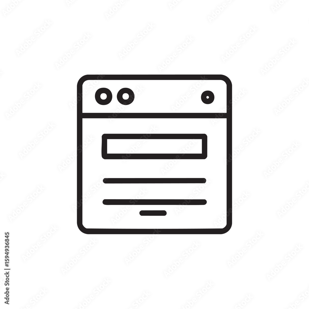 Fototapete An outline icon depicts a web browser window with text fields.