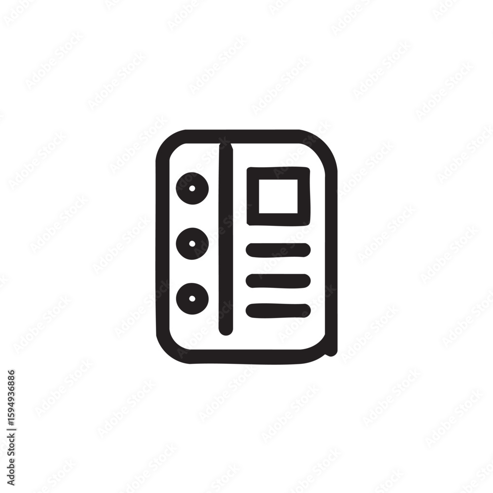 Poster a black and white icon of a file folder with tabs.