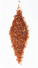 Brown rice grains isolated on white background with shallow depth of field to highlight texture