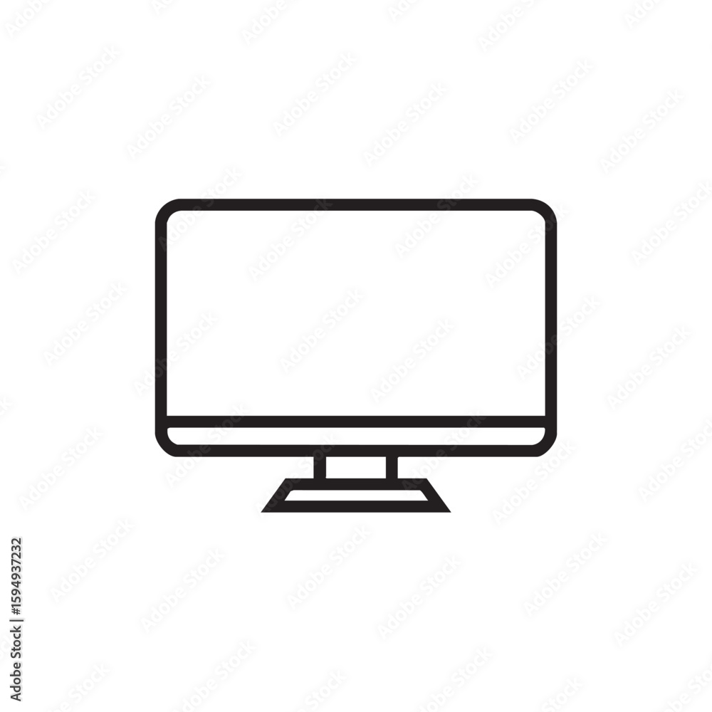 Poster a black outline of a computer monitor on a stand.