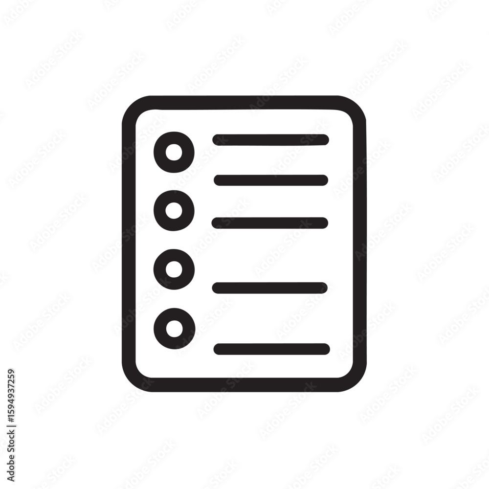 Poster a simple black outline of a checklist with four bullet points.