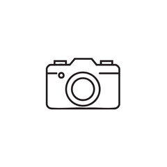 A black and white icon of a camera.
