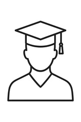 Graduate icon with mortarboard symbolizing academic achievement