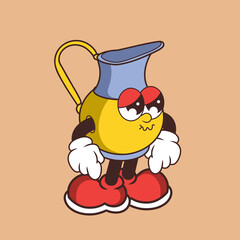 Retro character design of sad pitcher