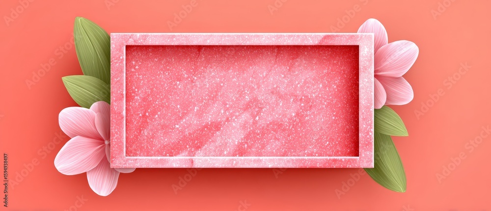 Poster elegant floral frame with marble texture digital art soft pink background creative design abstract v