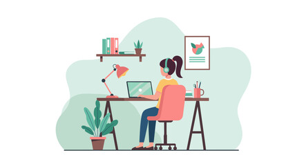 Woman working from home on laptop, perfect for blog posts about remote work or productivity.