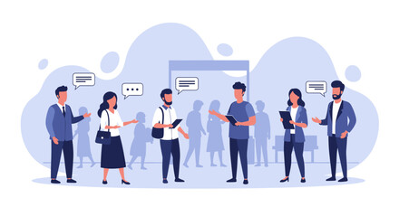 Diverse group of professionals networking at a conference or business event. Ideal for presentations, websites, and marketing materials.