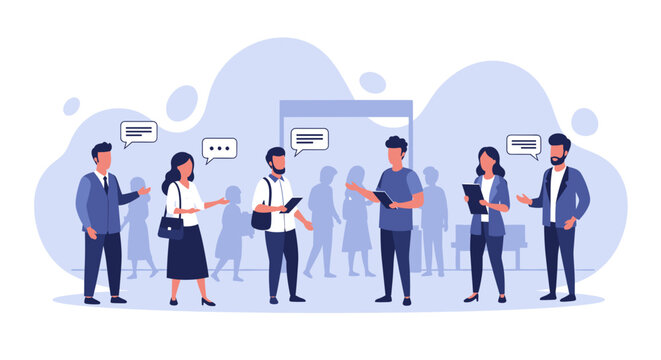 Diverse group of professionals networking at a conference or business event. Ideal for presentations, websites, and marketing materials.