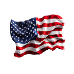 Obraz premium American flag waving proudly stars and stripes patriotism USA symbol, isolated on transparent background, perfect cutout, PNG