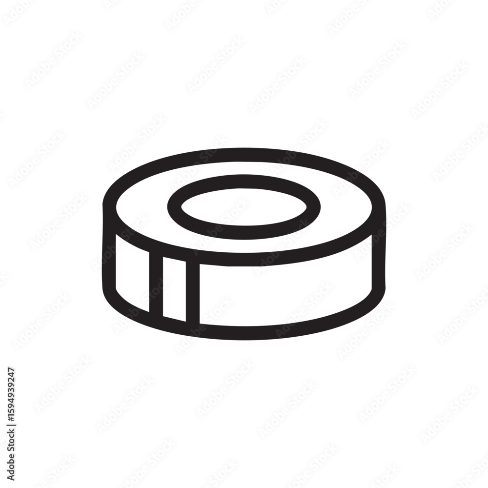 Poster a simple outline icon of a flat, circular disk with a center hole.