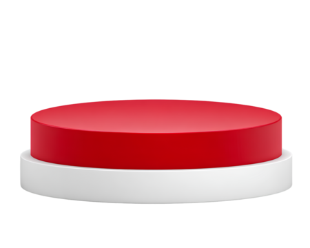 Front view of empty red and white round platform isolated on transparent background - Powered by Adobe