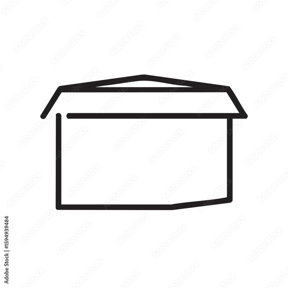 Poster an outline icon showing an open cardboard box.