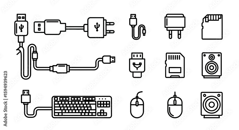 Poster electric plug and socket vector icon set for web and digital use