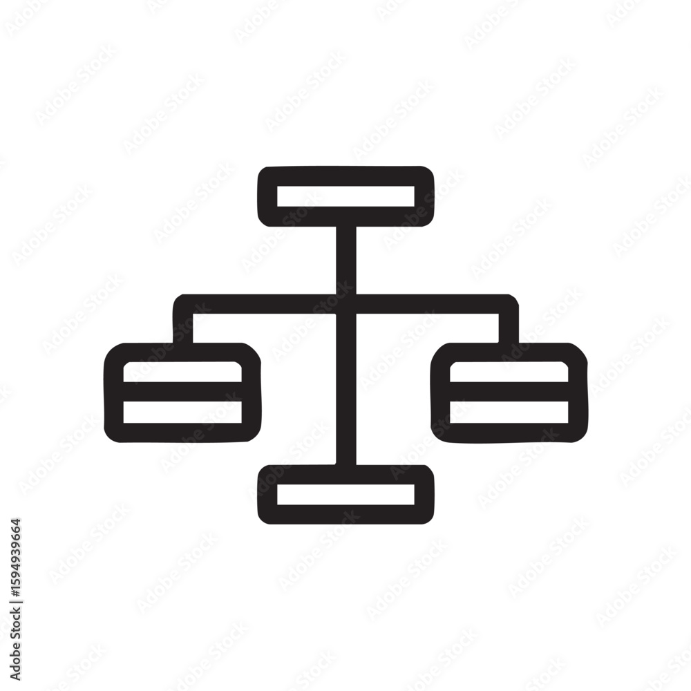 Fototapete A simple outline icon of a connected network or hierarchy.