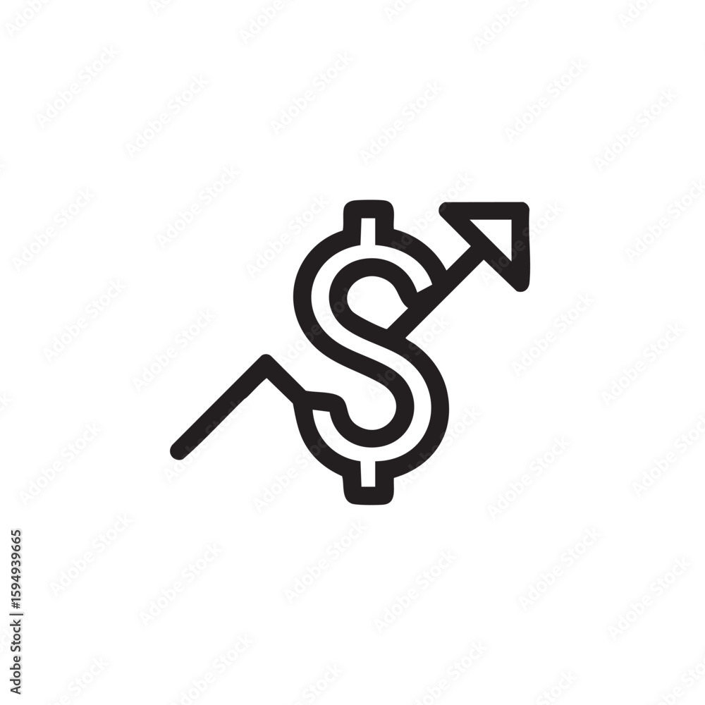 Poster an outline icon showing a dollar sign with an upward arrow.