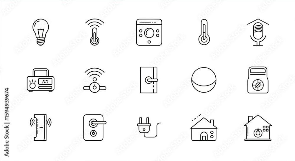 Poster vector icon set of medical and computer symbols for web and communication design