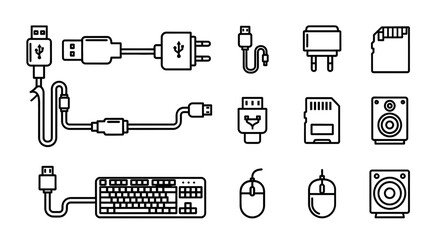 Electric Plug and Socket Vector Icon Set for Web and Digital Use