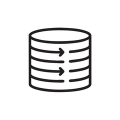  An outline icon of a stack of disks with horizontal arrows.