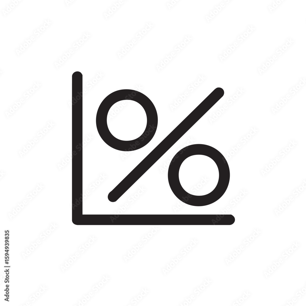 Poster an outline icon showing a percent symbol on a chart or graph.