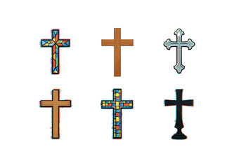 Colorful and traditional crosses collection with ankh symbol on display