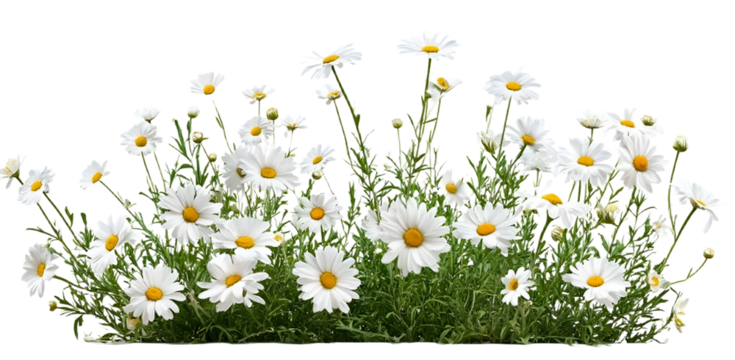 PNG White daisy flower bush border daisies flowers background.