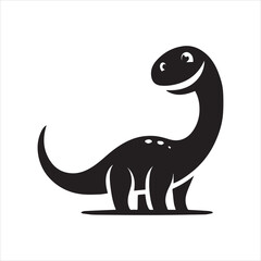 Cartoon Silhouette of a Smiling Sauropod Dinosaur with Spots.