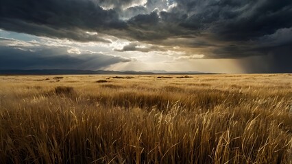 Obraz premium wheat field at sunset
