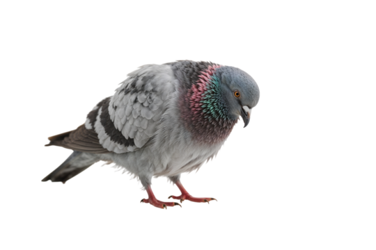 A contemplative pigeon lost in thought feathers ruffled in gentle breeze exploring the world on transparent background