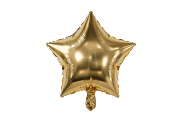 Golden Star Balloon Isolated on White Background Festive Celebration Decor