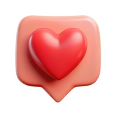 Obraz premium 3d red heart icon on a pink speech bubble isolated on white background