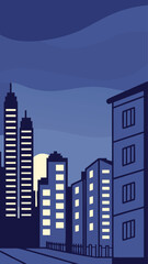 Fototapeta premium Modern City Buildings Under Blue Night Sky