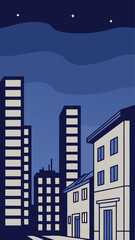 Minimal Vector Night Cityscape with Tall Buildings