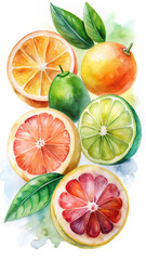 Watercolor Citrus Slice Set