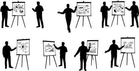 Obraz premium Silhouette of Presenter Explaining at Whiteboard 