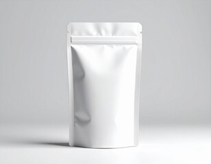 Blank White Stand-Up Pouch Packaging Mockup for Food, Coffee, or Snacks