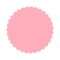 pink flower frame. pink scalloped-edge circle illustration isolated on white