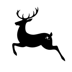 Joyful Jumping Reindeer Silhouette with Star for Christmas Decor