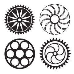 Black circular mechanical designs gear wheel