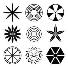 Black geometric shapes and starbursts abstract radial